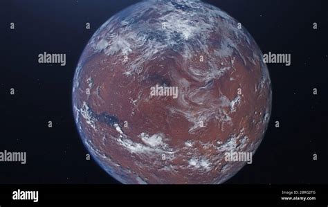 3D rendering of the process of terraforming Mars. The phased appearance ...