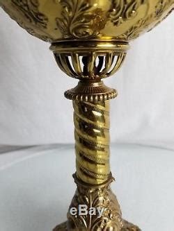 Antique Brass B H Oil Lamp Converted Electric Bradley Hubbard Filigree