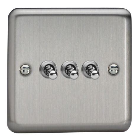 Matt Chrome 3 Gang 10a 1 Or 2 Way Decorative Toggle Switch The Switch Store