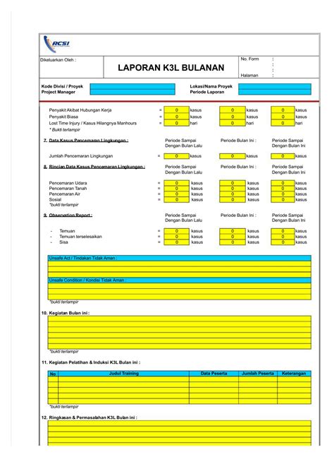 Solution Format Laporan Bulanan Dan Mingguan Hse Studypool