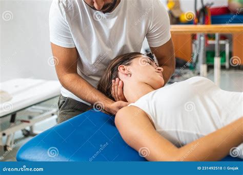 Physiotherapy For The Neck Pain Stock Photo Image Of Back Physical