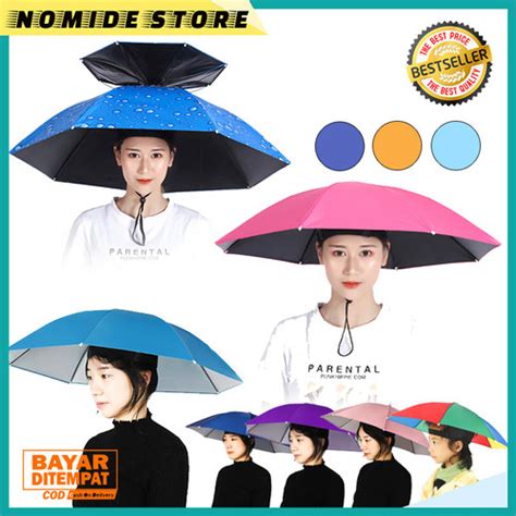 Jual Payung Pancing Kepala Topi Anti Uv Polos Headband Tulang Jari Ub