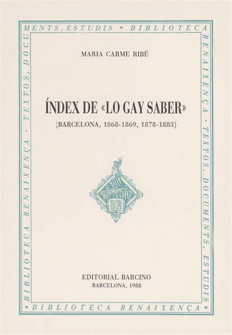 Índex de Lo Gay Saber Editorial Barcino