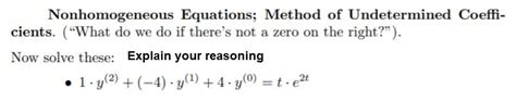 Solved Nonhomogeneous Equations Method Of Undetermined Chegg