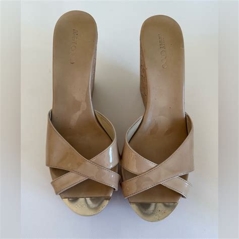 Jimmy Choo Shoes Jimmy Choo Patent Nude Cork Wedges Poshmark