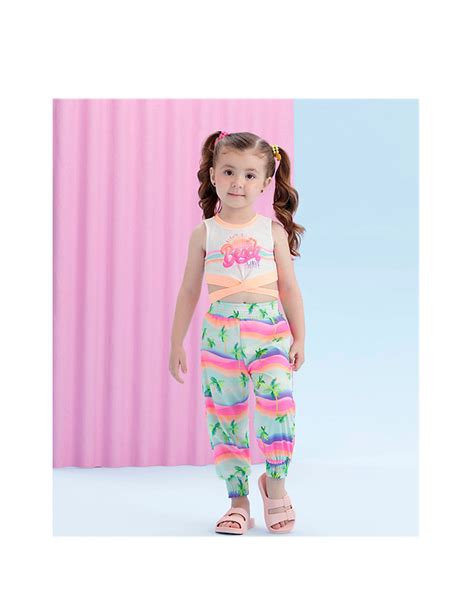 Conjunto de cropped e calça infantil feminino Mon Sucré Carambolina