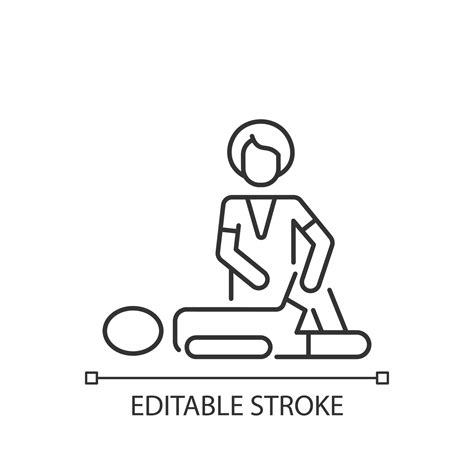 Sport massage linear icon. Help with injury recovery. Enhancing