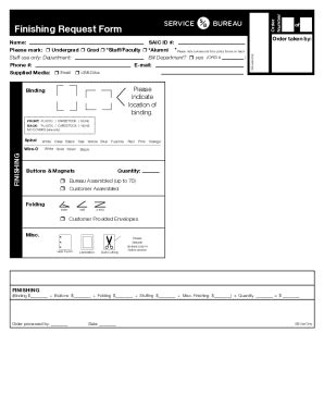 Fillable Online Finishing Request Form Fax Email Print Pdffiller