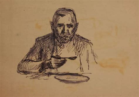 Ancien Dessin L Encre Homme G Soulevant Le Repas Portrait Eur