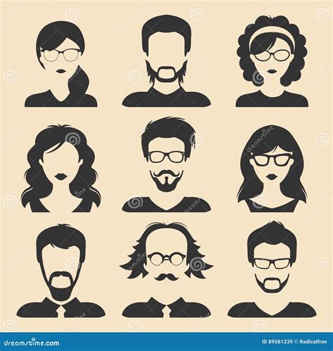 Vector Set Of Different Male And Female Icons In Trendy Flat Style