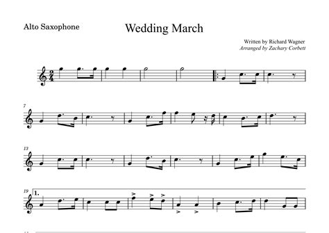 Wedding March Arr Zachary Corbett By Richard Wagner Sheet Music For