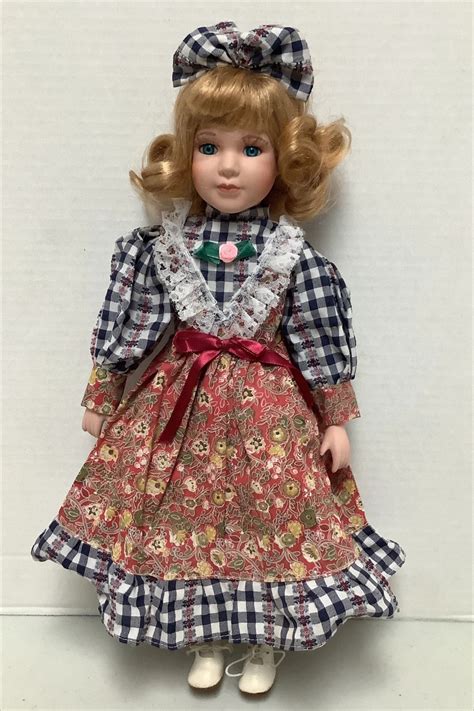 Lot Of Cute Porcelain Dolls Blonde Hair Blue Eyes Sailor And Country Patchwork Dresses