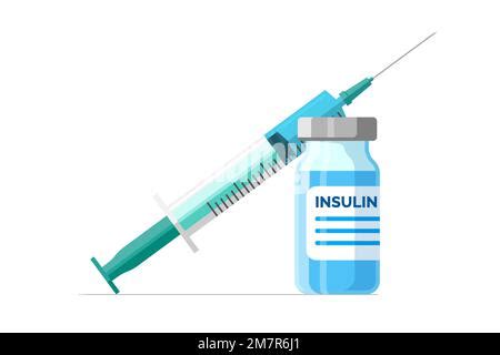 Diabetic Insulin Syringe icon vector. Diagnosis hyperglycemia concept vector. Measurement of ...