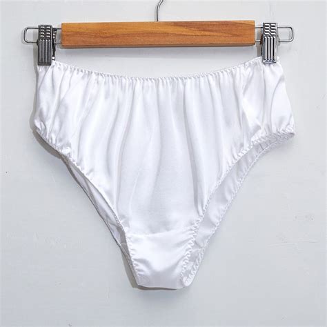 Pure Mulberry Silk Bikini Pantie Mid Waist In Pearl White Soft Strokes Silk Wolf Badger