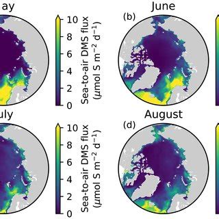 PanArctic Distribution Of Modeled Climatological Seatoair DMS Flux