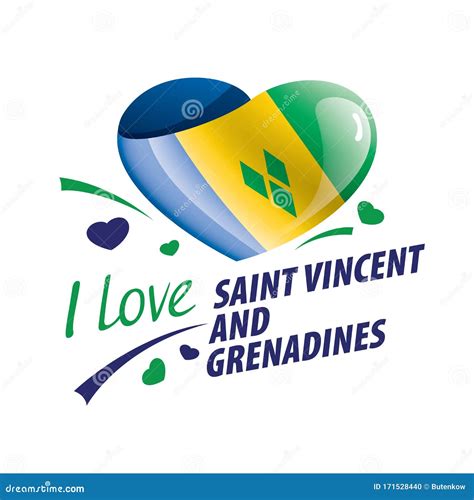 National Flag of the Saint Vincent and the Grenadines in the Shape of a