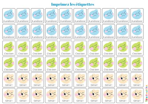 Imprimer Gratuitement Un Tableau De Comportement Montessori Avec T Te