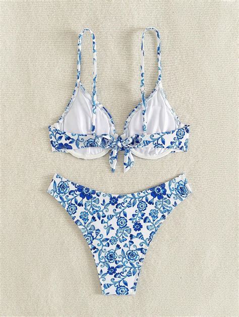 Conjunto De Mai Bikini Floral Sexy Para Mulheres Shein Brasil