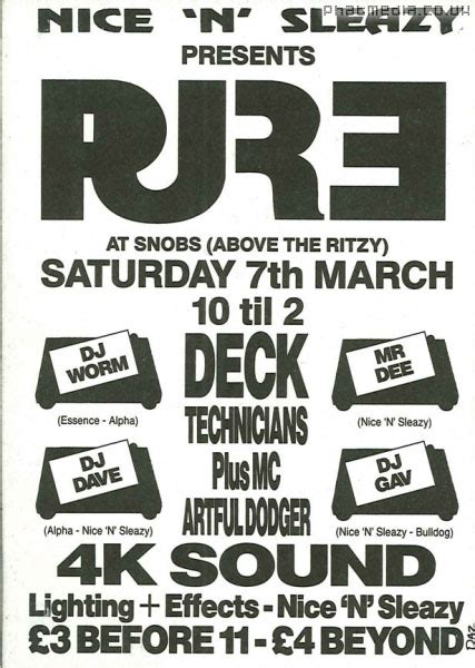 Nice N Sleazy 1992 March Pure Hardcore Flyers