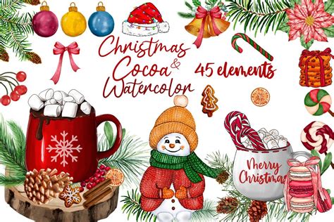 Christmas And Hot Cocoa Watercolor Png Graphic By Boo Design Creative Fabrica