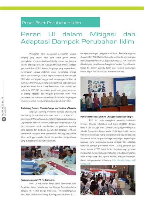 Pdf Peran Ui Dalam Mitigasi Dan Adaptasi Dampak Perubahan Iklim 2011