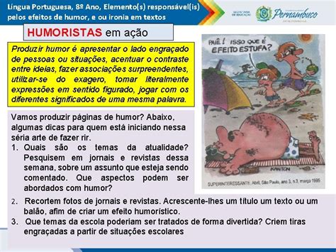 O Que É Humor Na Lingua Portuguesa - LNGUA PORTUGUESA Ensino Fundamental 8 ANO Elementos responsvelis