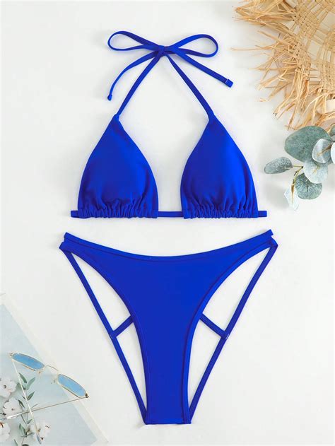 Shein Swim Sxy Bikini Triangulaire Ras Du Cou Lien Anneau Mode En