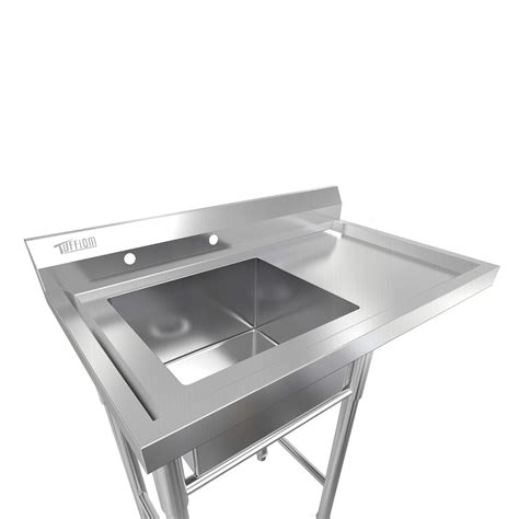 Bonnlo Commercial Stainless Steel Sink With Drainboard Heavy Duty