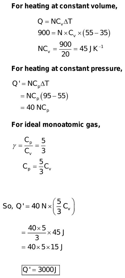 N Moles Of An Ideal Monatomic Gas Is Heated From35 C To 55 C At