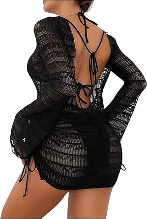 Amazon Floerns Women S 3 Piece Triangle Bikini Sets With Backless Long Sleeve Cover Up