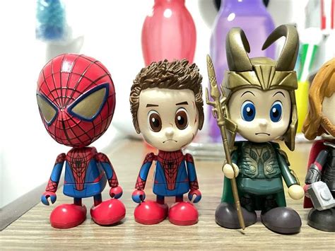 Hot Toys Mini Cosbaby Marvel Loki Thor Spider Man Tony Stark Captain America Set Of 6