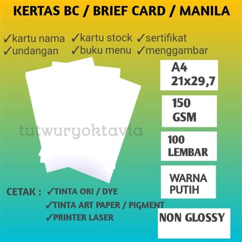 Kertas Brief Card 150 Gsm Isi 100 Lembar Ukuran A4 Lazada Indonesia