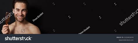 Smiling Mid Aged Brunette Shirtless Man Stock Photo Shutterstock