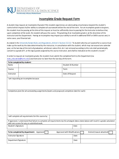 Fillable Online Incomplete Grade Request Form Fax Email Print PdfFiller