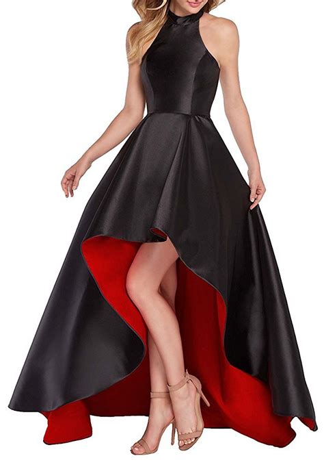 Tutuvivi Womens Halter Prom Dresses High Low Ball Gown Elegant Evening Party Satin Zj129