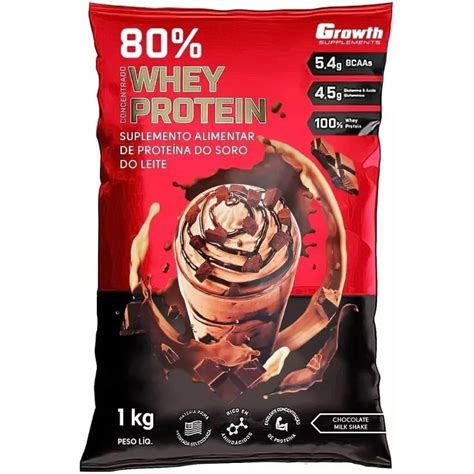 Whey Growth Concentrado 80 Protein Supplements 1kg Sabores Escorrega