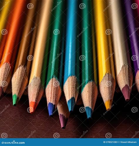 Wooden Multi Colored Pencilscolor Pencilsai Generated Stock