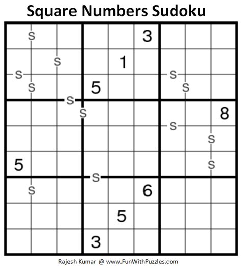 Square Numbers Sudoku Puzzle Daily Sudoku League 198