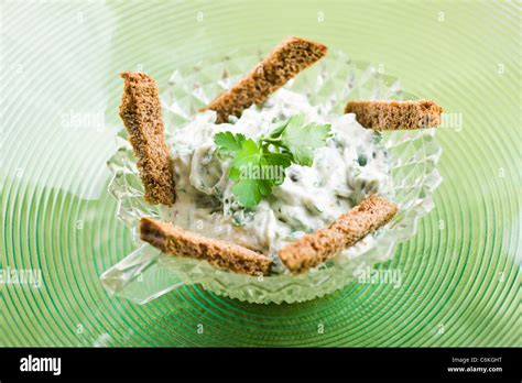 Goat Cheese Curds And Parsley Dip Stock Photo Alamy