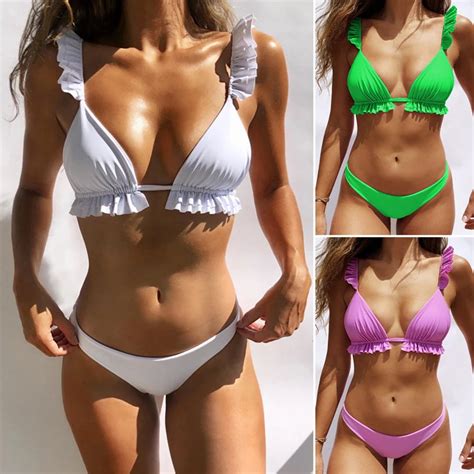 MAILLOT DE BAIN Bretelles taille basse bikinis mujer jaune mini string Bikini brésilien