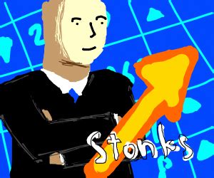 Stonks Man + Thinking Emoji = Thonks - Drawception