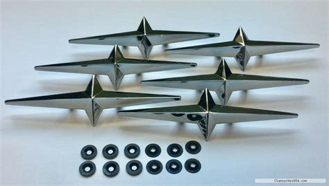 Set Of 6 Custom Cruiser Fender Skirt Star Emblem Metal Chrome Die Cast