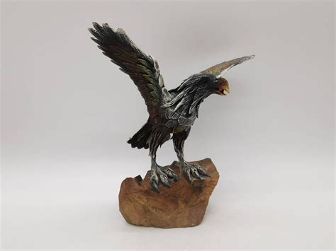 Ornamental Eagle Figurine, Wooden Base 24cm - Etsy