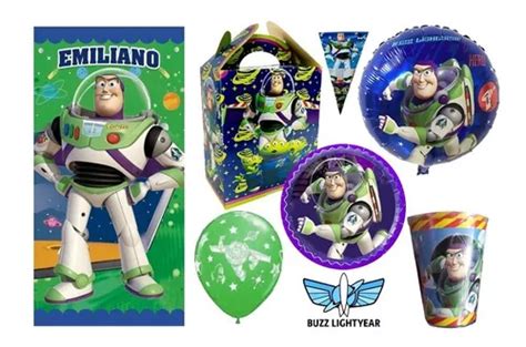 Buzz Lightyear Kit Ni Os Vasos Platos Dulcero Globos En Venta En