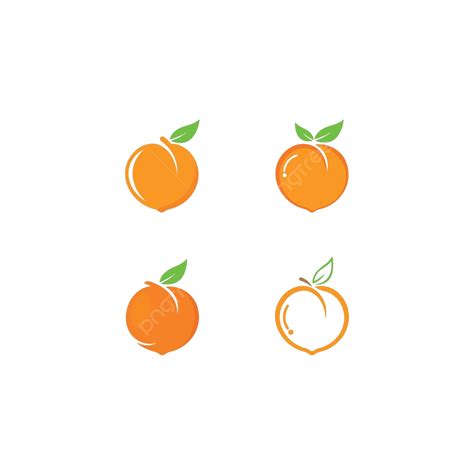 Illustration Of Peach Fruit Logo Icons In Vector Concept Set Vector