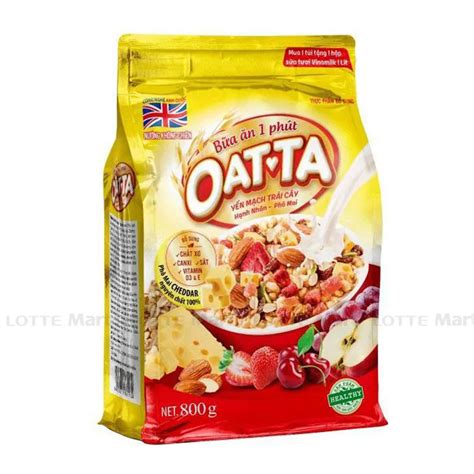 Bữa Ăn 1 Phút Oatta yến mạch trái cây hạnh nhân phô mai túi 800g