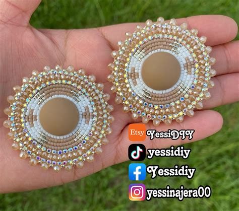 Handmade Beaded Earrings With Fingernail Post Etsy