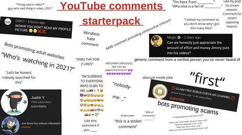 Youtube Comments Starterpack Rstarterpacks Starter Packs Know