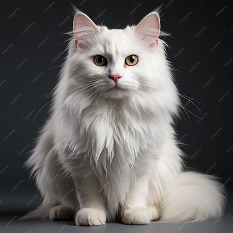 Premium AI Image | a white angora cat on a white background