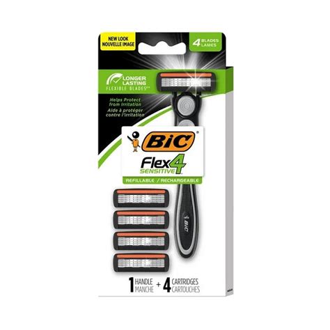 Bic Flex 4 Sensitive Hybrid Razor 1 Handle 4 Cartridges